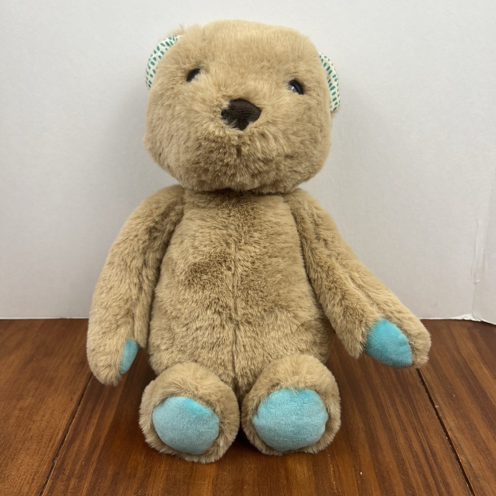 B Softies 11" Light Brown Teddy Bear Plush Teal Paws Soft Toy Stuffed Animal